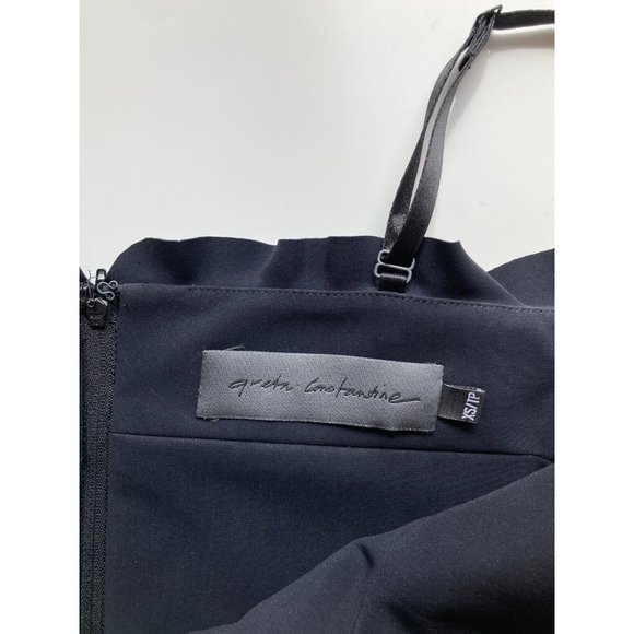 GRETA CONSTANTINE Faelyn Navy Neoprene Ruffle Trim Sheath Dress, Size XS - Picture 11 of 14